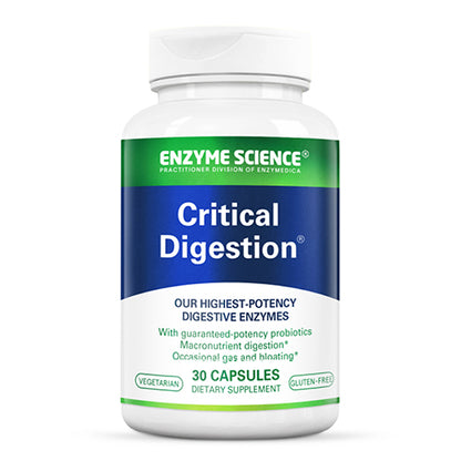 bottle of enzyme science critical digestion that holds 30 capsules