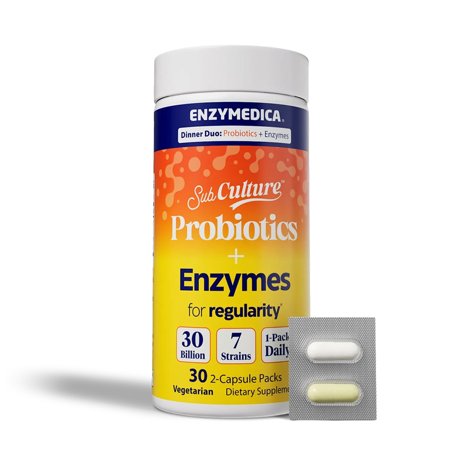 Enzymedica SubCulture probiotics and enzymes supplement container on a white background